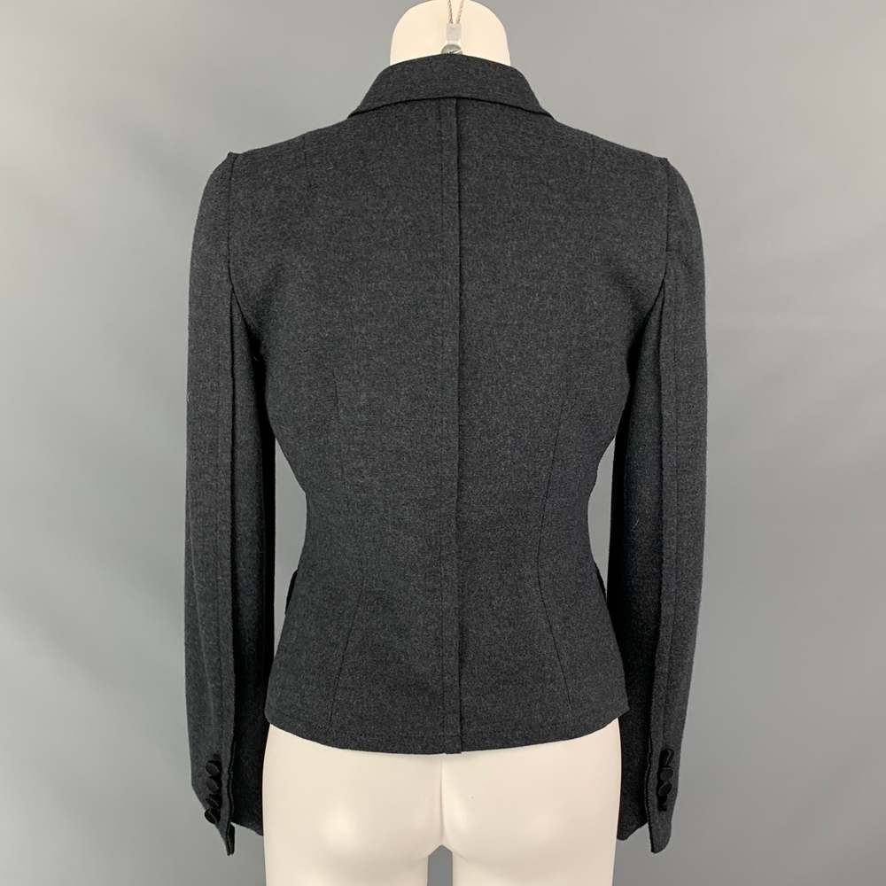 DOLCE & GABBANA Size 6 Grey Virgin Wool Jacket Blazer - Picture 4 of 7